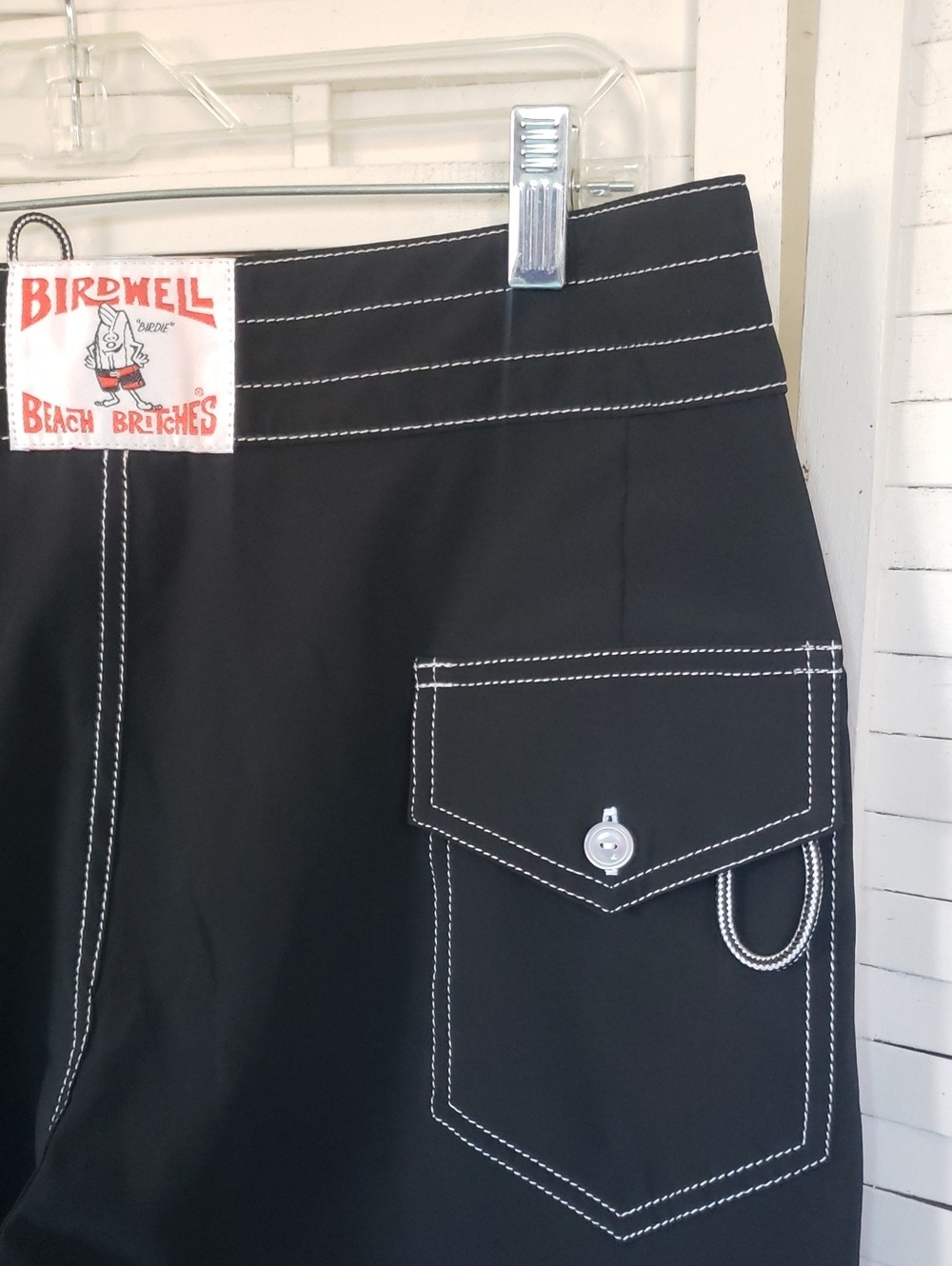Birdwell Men's Black Swim Trunks with Lace-Up Waist 34 - Picture 3 of 5